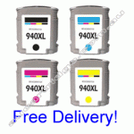Full Set of Remanufactured HP 940XL High Yield Ink Cartridges